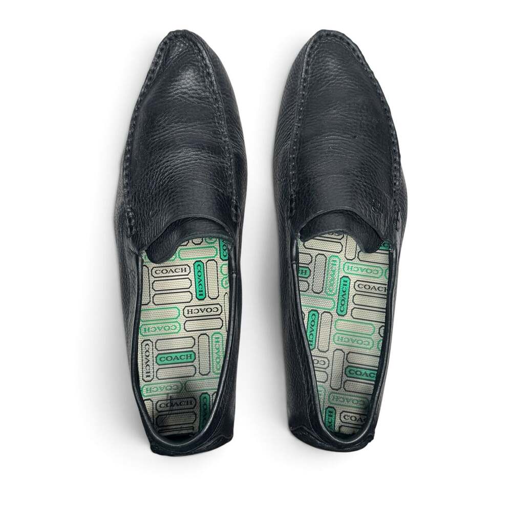 Coach Salem P727 Men's Black Pebbled Leather Driving Loafers Size 10D Italy